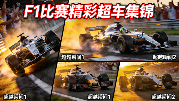 F1比赛精彩超车集锦 - 赛车在赛道上惊险超越瞬间合集